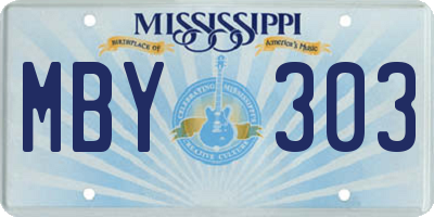 MS license plate MBY303