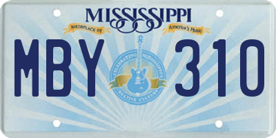 MS license plate MBY310