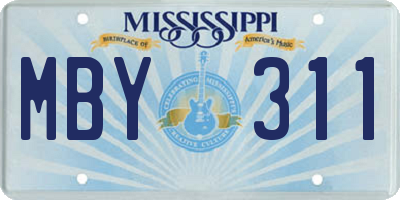 MS license plate MBY311