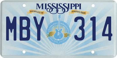 MS license plate MBY314