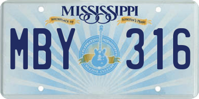 MS license plate MBY316