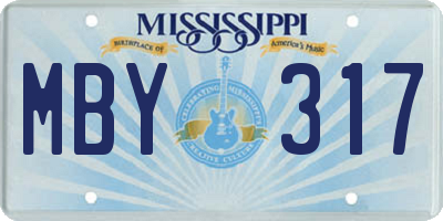 MS license plate MBY317