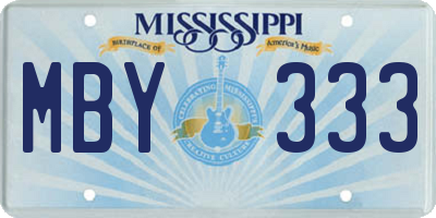 MS license plate MBY333