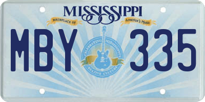 MS license plate MBY335