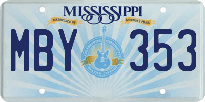 MS license plate MBY353