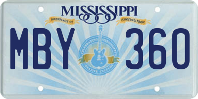 MS license plate MBY360