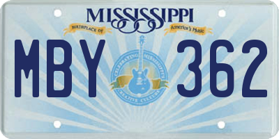 MS license plate MBY362