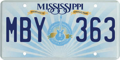 MS license plate MBY363