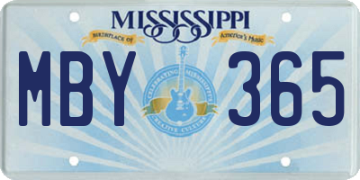 MS license plate MBY365