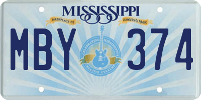 MS license plate MBY374