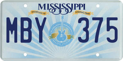 MS license plate MBY375