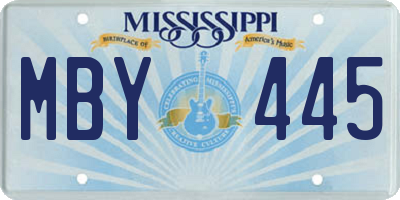 MS license plate MBY445