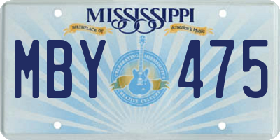 MS license plate MBY475