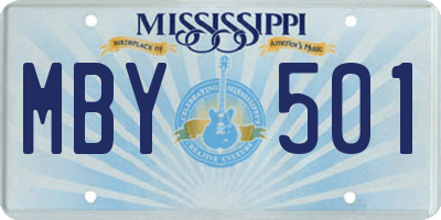 MS license plate MBY501