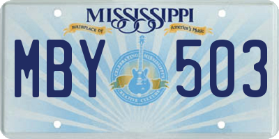 MS license plate MBY503