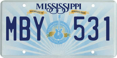 MS license plate MBY531
