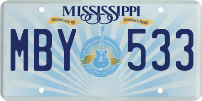MS license plate MBY533