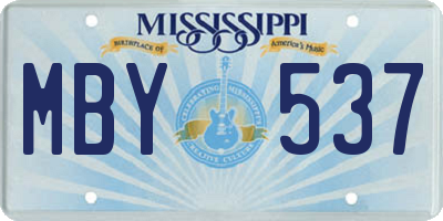 MS license plate MBY537