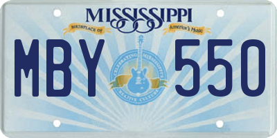 MS license plate MBY550