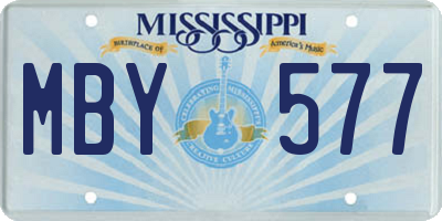 MS license plate MBY577