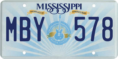 MS license plate MBY578