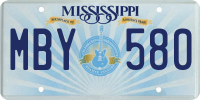 MS license plate MBY580