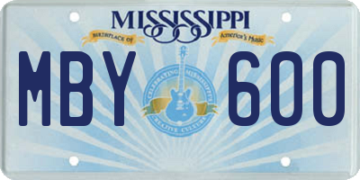 MS license plate MBY600