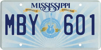 MS license plate MBY601