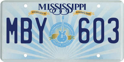 MS license plate MBY603