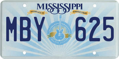 MS license plate MBY625
