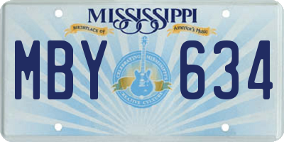 MS license plate MBY634