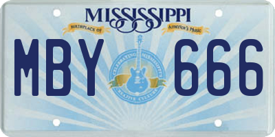 MS license plate MBY666
