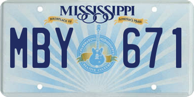 MS license plate MBY671