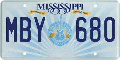 MS license plate MBY680