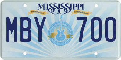 MS license plate MBY700