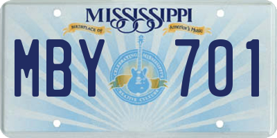 MS license plate MBY701