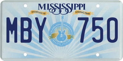 MS license plate MBY750