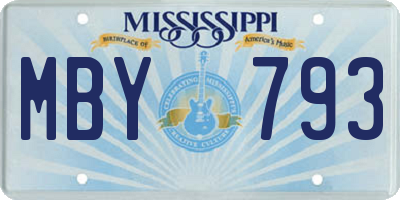 MS license plate MBY793