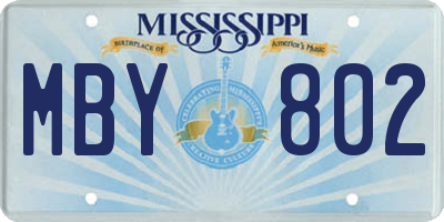 MS license plate MBY802