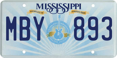 MS license plate MBY893