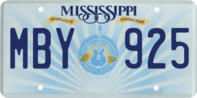 MS license plate MBY925