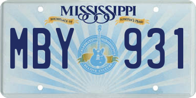 MS license plate MBY931