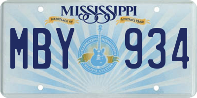 MS license plate MBY934