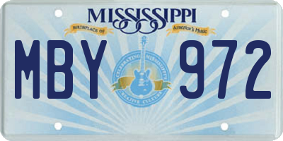 MS license plate MBY972