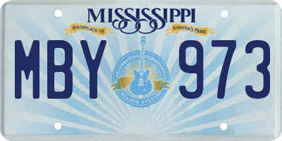 MS license plate MBY973