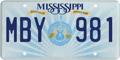 MS license plate MBY981