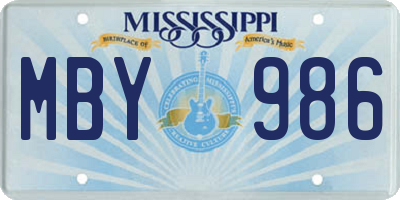 MS license plate MBY986