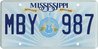 MS license plate MBY987