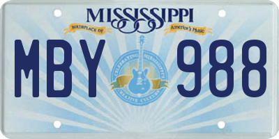 MS license plate MBY988