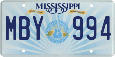 MS license plate MBY994